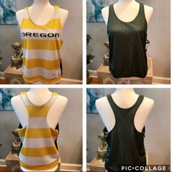 University of Oregon Reversible Stripe Solid Jersey Racerback Mesh Tank Top Sz M - Picture 7 of 7